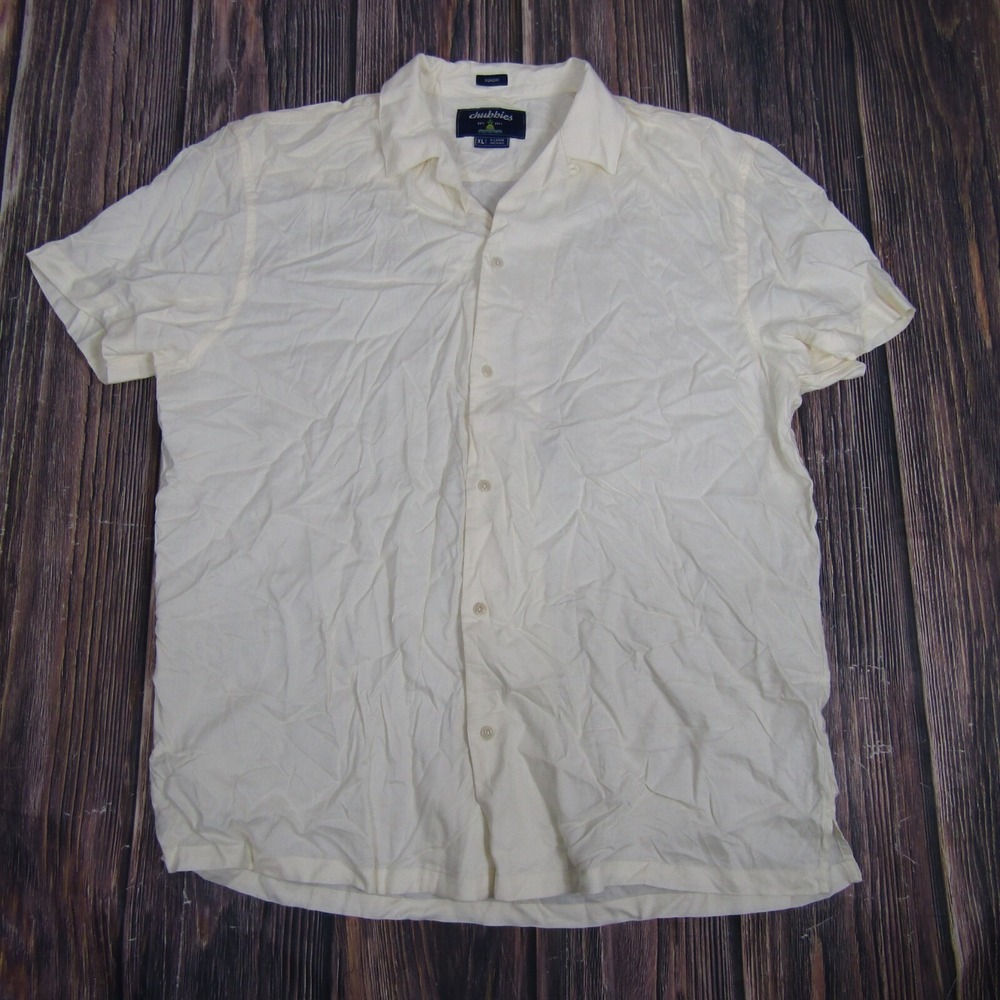 Chubbies NEW NWT Mens XL Sunday Button Down Shirt Ivory White Lotus